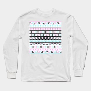 Aztec Influence BW Pink Blue Long Sleeve T-Shirt